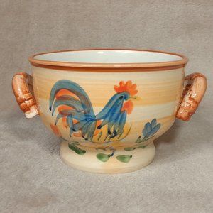 Rooster Soup Cereal Bowl California Pantry Classic Ceramic Double Handle Country